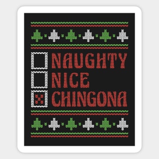 Retro Naughty Nice Chingona Ugly Xmas Sweater Style Sticker